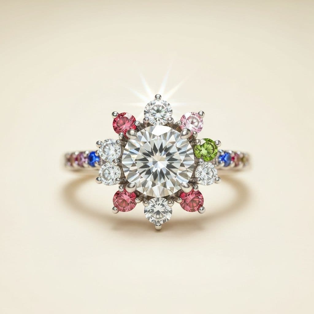 Diamond Ladies Multi Stone Solitaire Ring